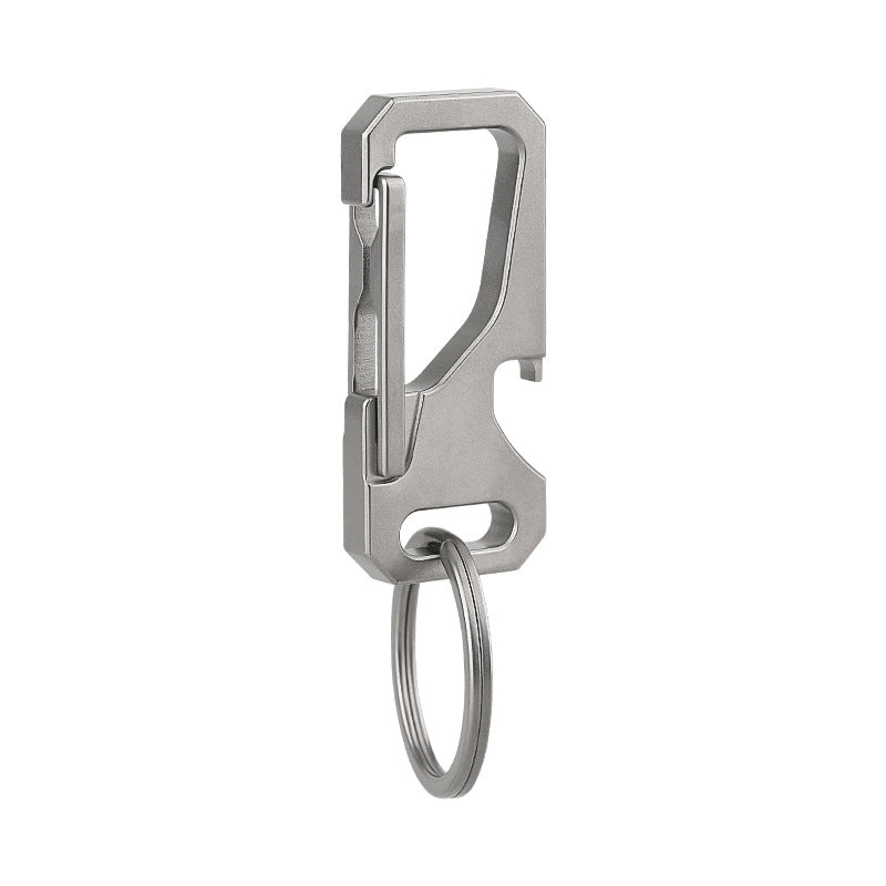 Multi-Function Titanium Car Keychain with Leather Strap