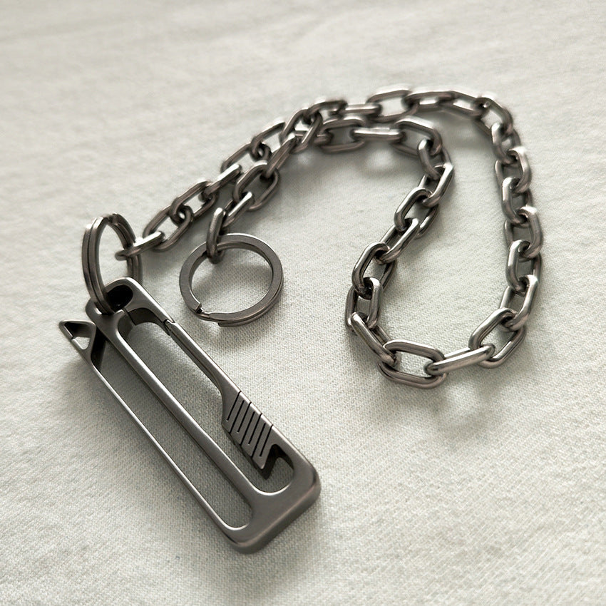 Titanium Wallet Chain with Welded Quick Clip Belt Loop for Motorcycle Keychain EDC