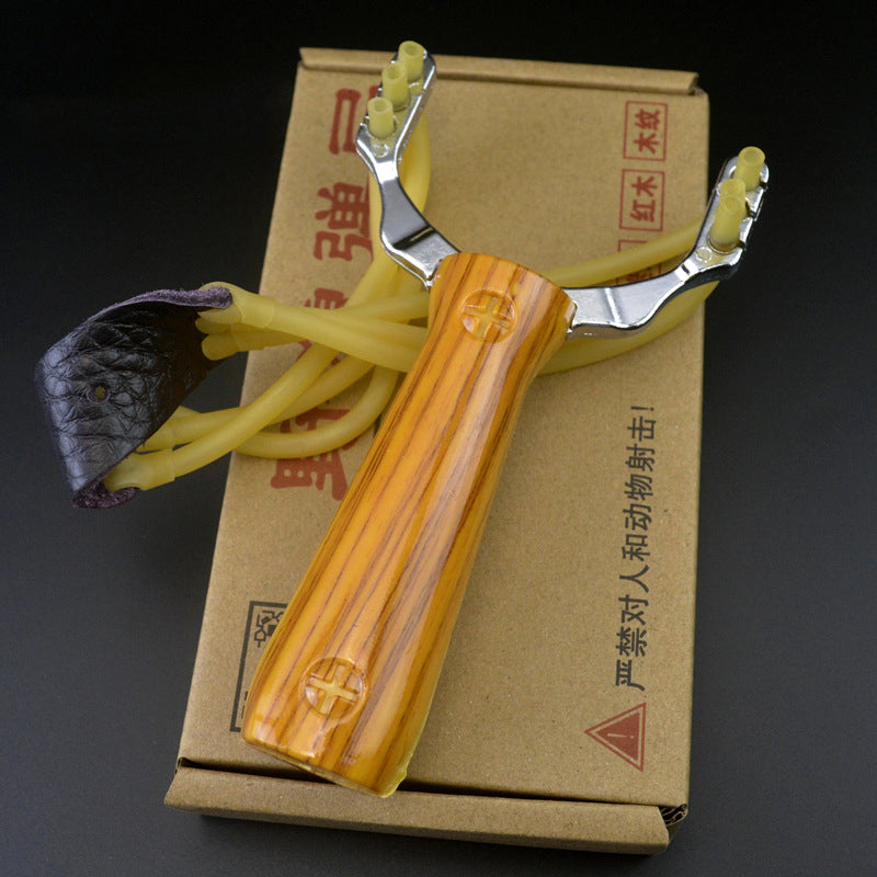 Premium Wood Grain Camo Coyote Slingshot for Defense and Accuracy