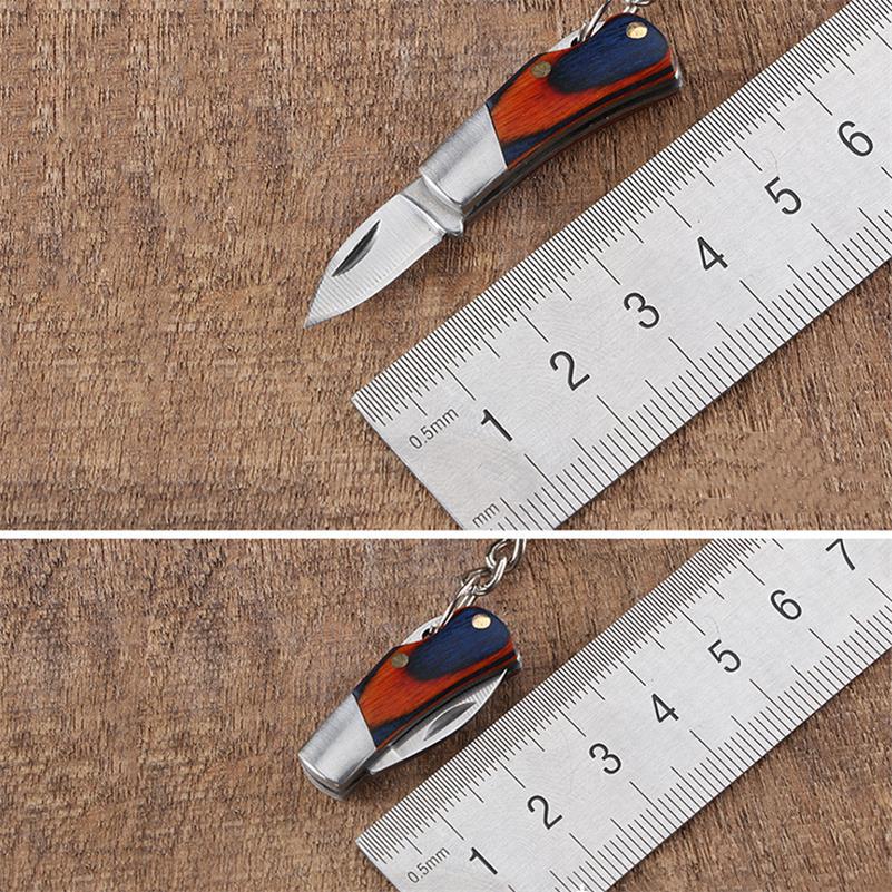 Small Wooden Handle Folding Knife for Keychain Carry