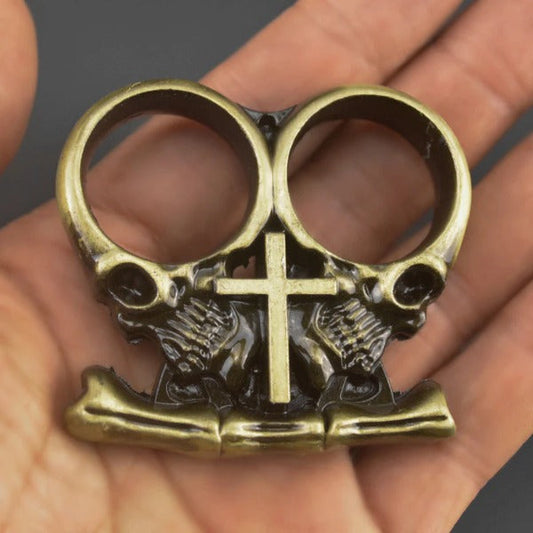 Brass Chaos Knuckle Duster Compact Two-Finger Tool