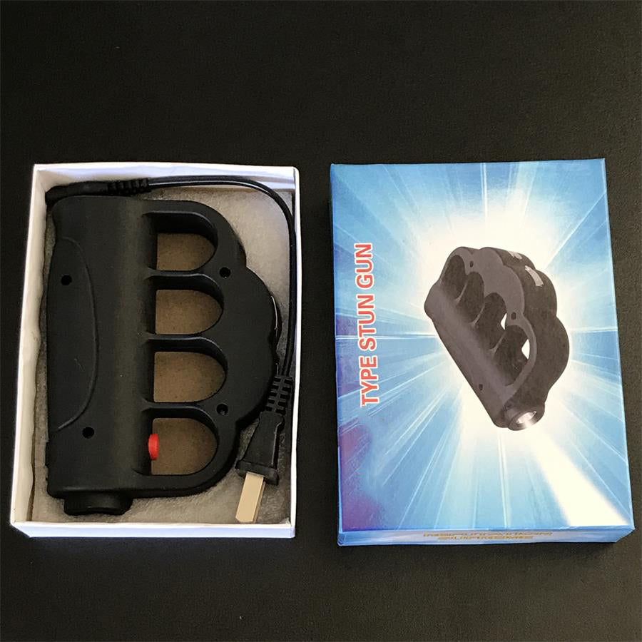Knuckle Duster Stun Gun with Flashlight and Baton Functions