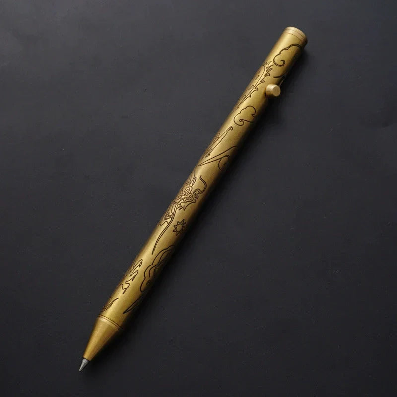 Brass Ballpoint Pen with DragonScript Engraving