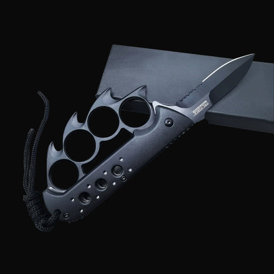 Multi-Function Survival Knife with Integrated Knuckle Duster