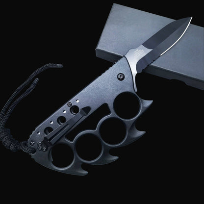 Multi-Function Survival Knife with Integrated Knuckle Duster