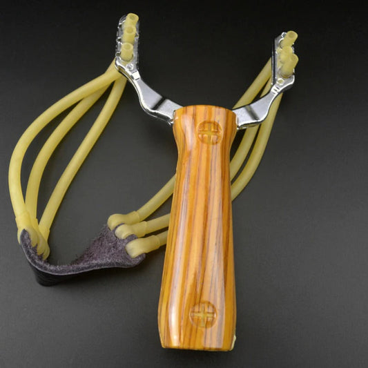 Premium Wood Grain Camo Coyote Slingshot for Defense and Accuracy