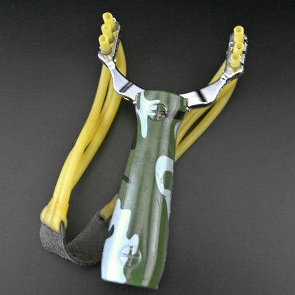 Premium Wood Grain Camo Coyote Slingshot for Defense and Accuracy