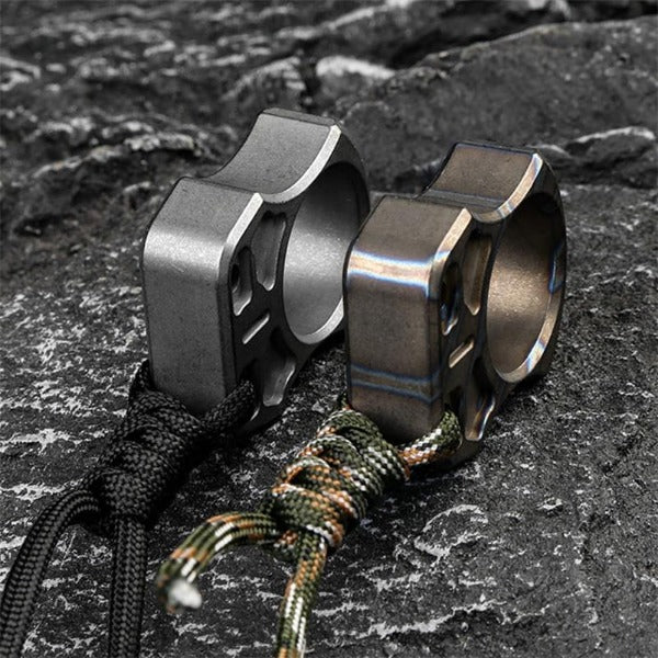 Minimalist Titanium Knuckle Duster Pendant for Single Finger Defense
