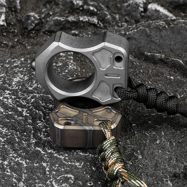 Minimalist Titanium Knuckle Duster Pendant for Single Finger Defense